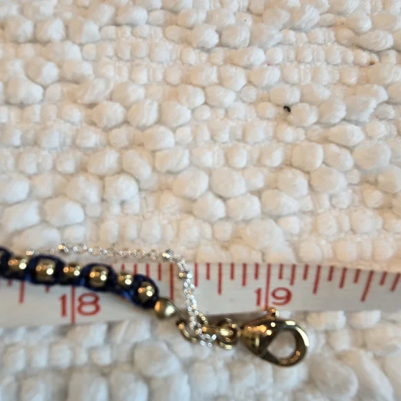 Betsey Johnson Gold and Navy CRYSTAL Heart Necklace with Iridescent Accents - Picture 10 of 12